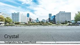  Presentation with office buildings - Amazing slides having city - modern office buildings in seoul backdrop and a light gray colored foreground