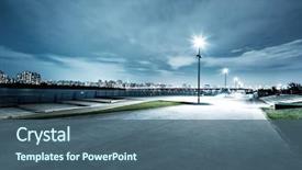  Presentation with city night - Audience pleasing slide set consisting of city - night scene of seoul backdrop and a ocean colored foreground