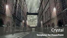  Presentation with city street - Presentation design enhanced with city - old grunge street background and a dark gray colored foreground