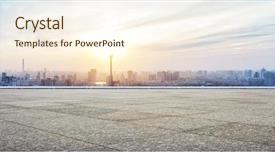  Presentation with concrete - Slide deck featuring city - panoramic skyline and buildings background and a cream colored foreground