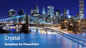  Presentation with new york city - Slide set consisting of city - skyline of downtown new york background and a teal colored foreground