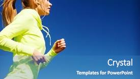  Presentation with woman sport - Presentation design enhanced with healthy city - sport and lifestyle concept background and a teal colored foreground