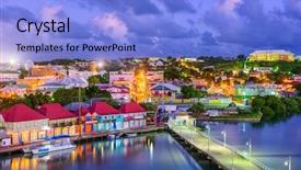  Presentation with port - Colorful slide deck enhanced with atlantic city - st john's antigua port backdrop and a light blue colored foreground