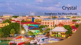  Presentation with port - Cool new slide set with atlantic city - st john's antigua port backdrop and a light blue colored foreground