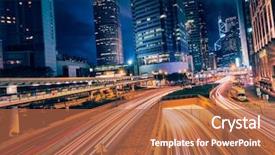  Presentation with busy street - Presentation design enhanced with city - street traffic in hong kong background and a red colored foreground