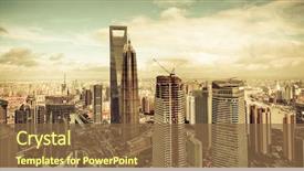  Presentation with financial center - Slide set enhanced with city - view from the oriental pearl background and a tawny brown colored foreground