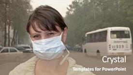  Presentation with smog - Theme with city a woman in medical background and a coral colored foreground