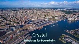  Presentation with amsterdam - Audience pleasing slide set consisting of city aerial view over amsterdam backdrop and a navy blue colored foreground