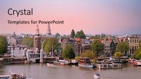  Presentation with city of chicago aerial view - PPT theme consisting of city amsterdam in the netherlands background and a lemonade colored foreground