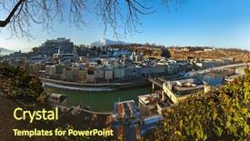  Presentation with salzburg - Slide set consisting of new year church - city and castle hohensalzburg background and a tawny brown colored foreground