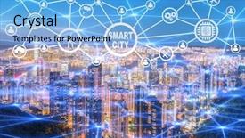  Presentation with smart city - Presentation theme with city and internet of things background and a light blue colored foreground