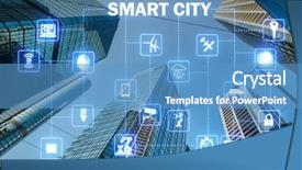  Presentation with smart city - PPT theme having city and internet of things background and a teal colored foreground