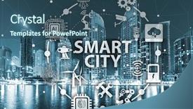  Presentation with smart city - Slides having city and internet of things background and a ocean colored foreground