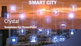  Presentation with smart city - Cool new slides with city and internet of things backdrop and a coral colored foreground