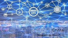 Presentation with smart city - Presentation theme having city and internet of things background and a light blue colored foreground