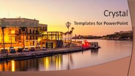  Presentation with ocean - Beautiful PPT theme featuring city and the colonial fortress backdrop and a lemonade colored foreground