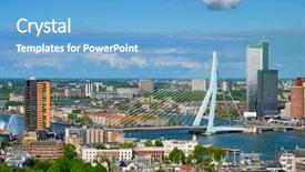  Presentation with erasmus - Slides having city and the erasmus bridge background and a light blue colored foreground