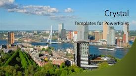  Presentation with erasmus - PPT theme enhanced with city and the erasmus bridge background and a light blue colored foreground