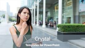  Presentation with cheerful stylish city girl using - Presentation consisting of city and using paper map background and a gray colored foreground