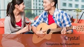  Presentation with apartment - Presentation having city apartment young man background and a red colored foreground