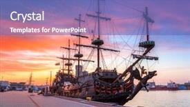  Presentation with sunset - Cool new presentation with city at baltic sea poland backdrop and a ocean colored foreground