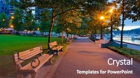  Presentation with vancouver city - PPT theme having view hotels shopping mall - city at night downtown background and a tawny brown colored foreground