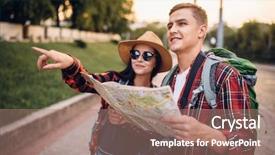  Presentation with city line map - Presentation featuring city attractions on the map background and a  colored foreground