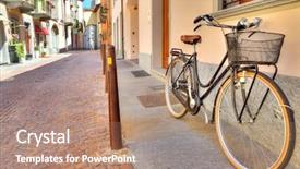  Presentation with street smart entrepreneur - Audience pleasing PPT layouts consisting of city bicycle on the cobbled backdrop and a coral colored foreground