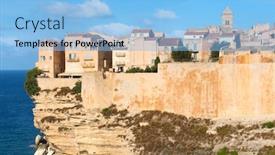  Presentation with rocks - PPT theme enhanced with city-bonifacio-on-the-rocks background and a light blue colored foreground