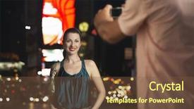  Presentation with times square - Slides consisting of city break - man photographing elegant woman background and a tawny brown colored foreground