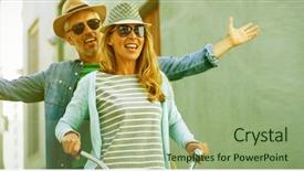  Presentation with bicycle - Audience pleasing PPT layouts consisting of city break - mature couple enjoying while riding backdrop and a mint green colored foreground