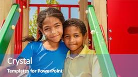  Presentation with elementary school female career day african american - Slide deck with leisure holidays eating people and food concept - happy friends having dinner at summer garden party background and a coral colored foreground