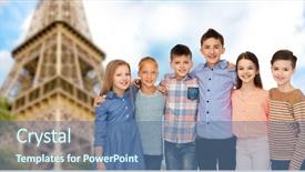  Presentation with eiffel tower - PPT theme enhanced with city brotherly love - childhood travel tourism friendship background and a  colored foreground