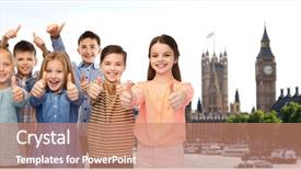 Presentation with brotherly love - Presentation theme consisting of city brotherly love - happy children showing thumbs up background and a  colored foreground