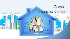  Presentation with brotherly love - Audience pleasing presentation theme consisting of city brotherly love - happy family carrying shopping bags backdrop and a  colored foreground