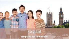  Presentation with brotherly love - Presentation theme featuring city brotherly love - happy smiling children hugging background and a  colored foreground