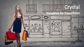  Presentation with budget - PPT theme having city budget - shopping background and a gray colored foreground