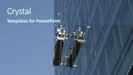  Presentation with cleaning service - Amazing theme having city building cleaner - windows cleaning service backdrop and a ocean colored foreground