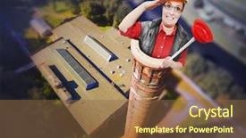  Presentation with maintenance industry - Audience pleasing slides consisting of funny repairman or sweeper sweeping to chimney house maintenance in winter season digital artwork on industrial theme service industry from above backdrop and a tawny brown colored foreground