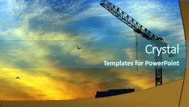  Presentation with birds flying - Amazing presentation theme having city building under construction backdrop and a ocean colored foreground