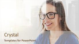  Presentation with office buildings - Slides having city buildings background and double background and a sky blue colored foreground