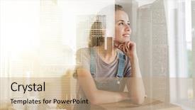  Presentation with real estate - Theme having city buildings background and double background and a coral colored foreground