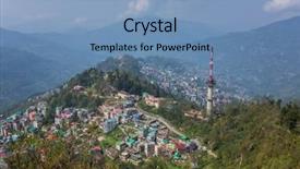  Presentation with sikkim - Beautiful PPT theme featuring city capital of sikkim state backdrop and a teal colored foreground