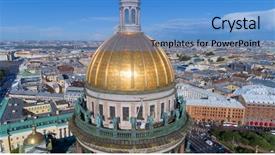  Presentation with russia city - PPT theme consisting of aerial view of saint isaac' background and a teal colored foreground