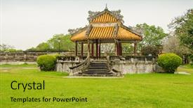  Presentation with history vietnam - Audience pleasing slide set consisting of city citadel in hue vietnam backdrop and a gold colored foreground