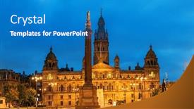  Presentation with city night - Beautiful PPT layouts featuring city-council-building-night-view backdrop and a teal colored foreground