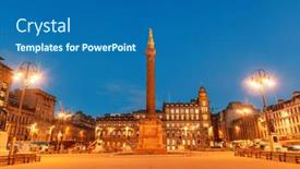  Presentation with city night - PPT theme featuring city-council-building-night-view background and a teal colored foreground