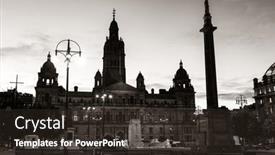  Presentation with night city - Presentation theme featuring city-council-building-night-view background and a tawny brown colored foreground