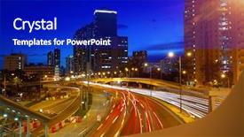  Presentation with skyline - Slide deck consisting of city dallas texas - downtown skyline at night background and a royal blue colored foreground