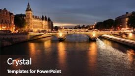 Presentation with bridge - Amazing theme having city france - parisian bridge at night backdrop and a tawny brown colored foreground